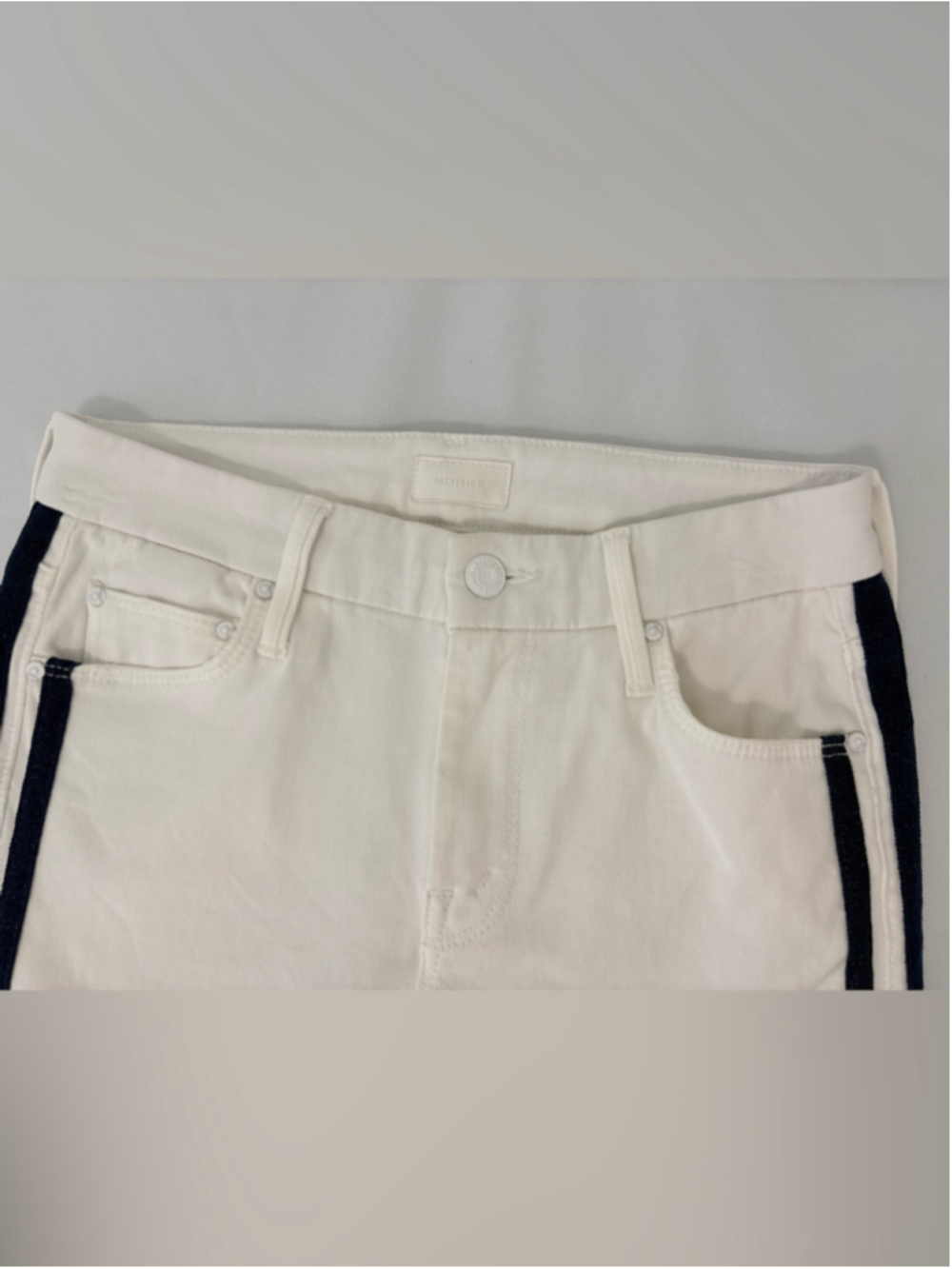 MOTHER The Looker Ankle Sz 25 (13.25”W) Glass Slipper Racer Navy Stripes EUC - Picture 4 of 15